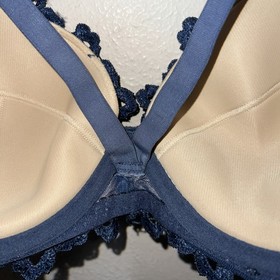 2 Piece Dita Von Teese Lingerie Set - Blue Bra , Garter Belt - Pinup Lace Strap