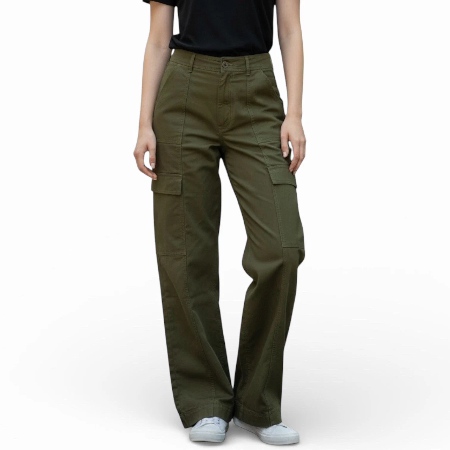Altard State Cargo Pants Army Green Baggy Straight Leg High Rise Utility Trouser