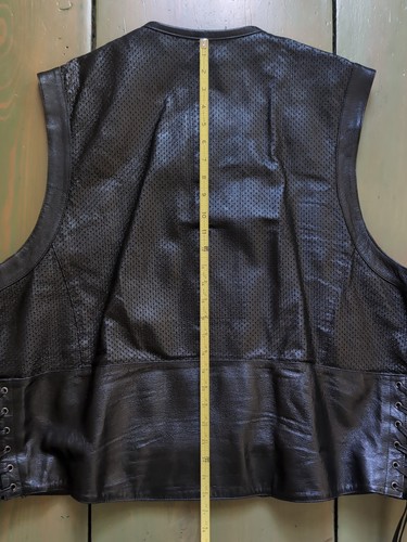 Harley Davidson 2XL Men's PERFORATED D-Pocket Leather Motorcycle Riding Vest - Picture 16 of 20