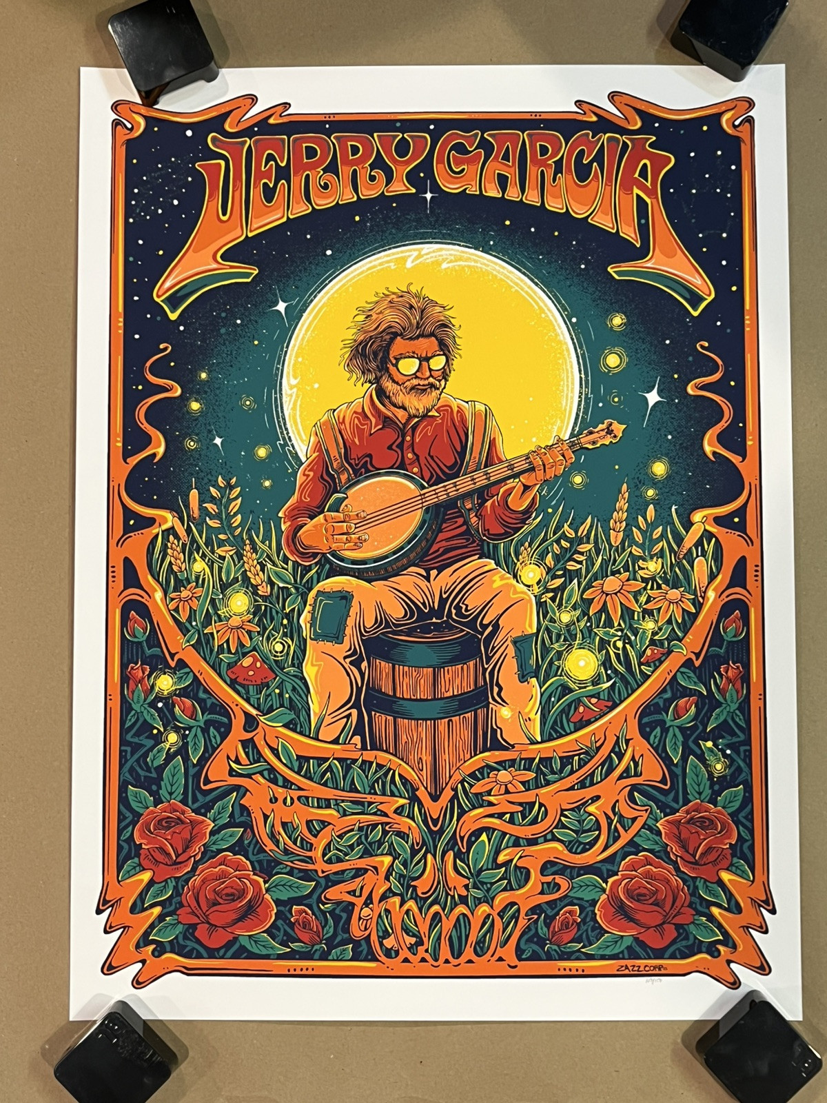 Vintage Jerry Garcia Grateful Dead Screen Print Poster by ZazzCorp BNG