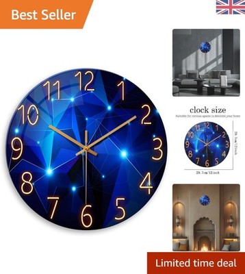 Elegante 12 Zoll leise blaue Wanduhr - modernes Glasdesign für Wohnzimmer