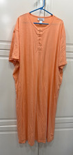 Anthony Richards Soft Peach Cotton Henley Maxi Dress Short Sleeve Loungewear