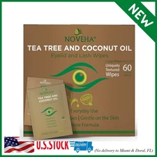 NOVEHA Tea Tree & Coconut Oil Eyelid & Lash Wipes For Demodex, Blepharitis & Itc