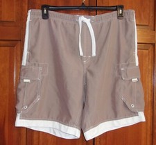 Mossimo Supply Co Mens SOFT Swim Trunks - Beige/White Pockets Mesh Lining - M
