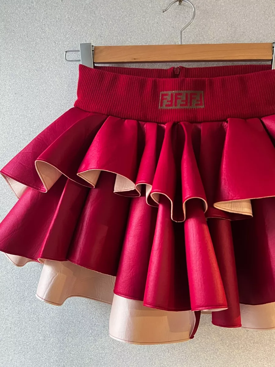 Fendi black neoprene ruffle skirt top