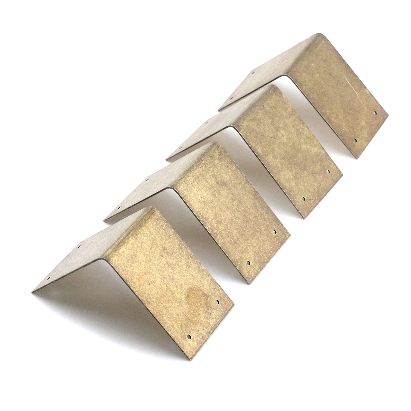 Risbay 4Pcs 2.36"x1.57" Brass Bronze Antique Corner Braces Box Corner