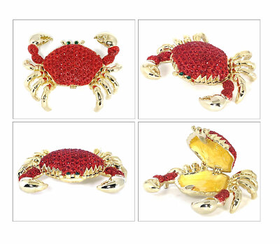 Red Crab Trinket Jewelry Box Rot Kristalle & Magnetischer Verschluss