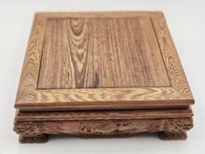 Nuovo Stand Piedistallo Marrone Jichi Legno Quadrato Espositore Scultura Quadrata Base Drago