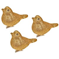 Weihnachtsbaum Dekoration 3Er Set 8Cm Clip-On Glitzer VöGel Gold