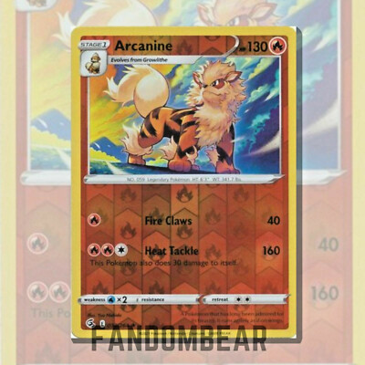 Arcanine 33/264 SWSH Fusion Strike REVERSE HOLO RARE card 2021
