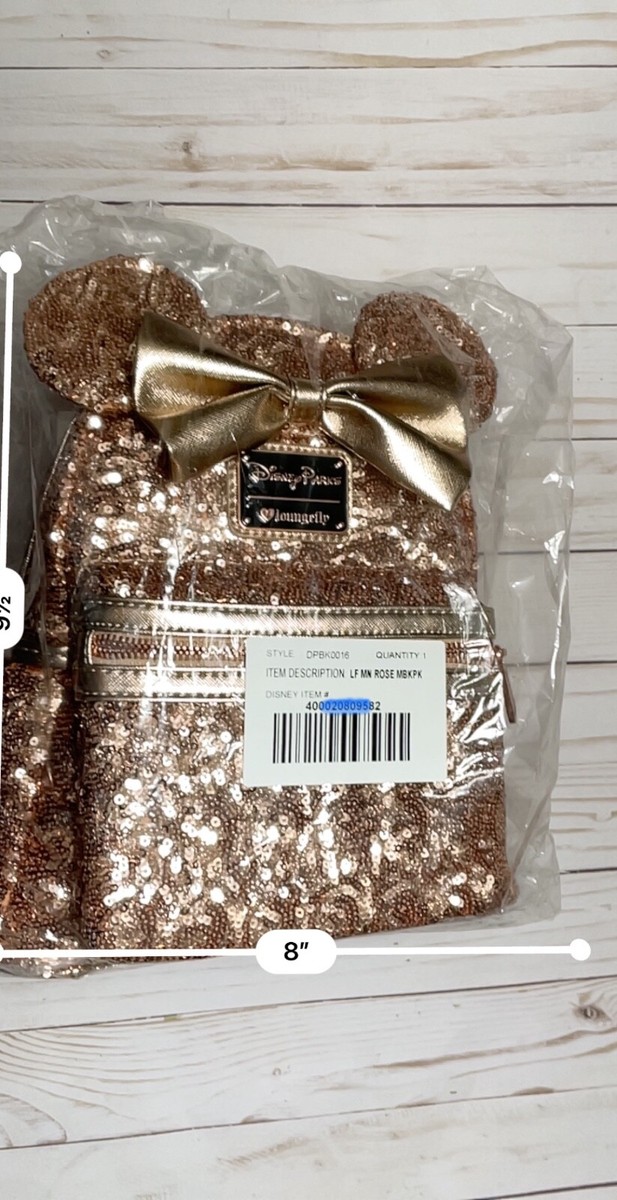 Disney Parks Original Heart Logo Loungefly Rose Gold Sequin  display picture 1