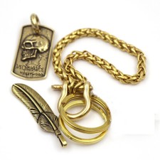 Golden Brass Key Chain Creative Pendant Charms with D ring Keyring Tool
