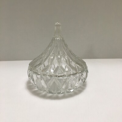 HERSHEY KISS CANDY DISH Trinket Dish Crystal Cut Glass 1994 HFC Chocolate Drop