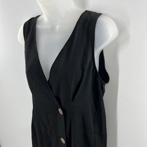 TopShop Womens Long Black Dress Sleeveless Buttoned Size 8 - Afbeelding 5 van 18