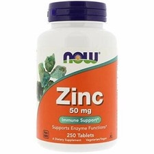 Now Foods ZINC 50mg Immune Antioxidant Support 250 tabs STOP COLDS, FLU, VIRUSES