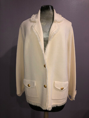 Bloomingdales 100% Wool Knit Cardigan Jacket Sz 2X