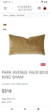 Eastern Accents Park Ave Faux Bois Pillow Shams/King/Rose Gold/Set of # 2.