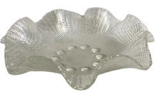 8" RUFFLED BOWL/CANDY DISH CLEAR TEXTURED ON BOTH SIDES