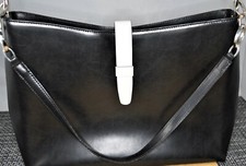 Preston York Black White Shoulder Handbag With Strap 12 Inches Wide by 9 Inch
