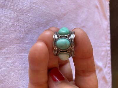 Bague Fantaisie Turquoises - Taille 51 (diamètre 1,61 Cm) - Alliage Bleu - Occasion