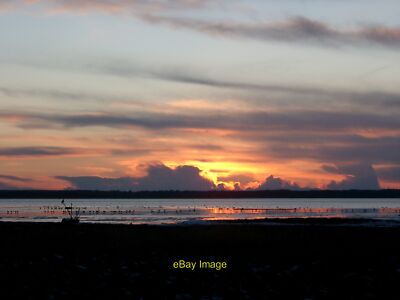 Photo 6x4 Sunset over Findhorn Bay A winter evening, with birds settled o c2010