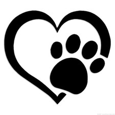 Dog Cat Print Heart - Decal Sticker - Multiple Colors Sizes - ebn6243