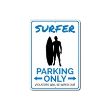 Custom Surfer Parking Sign Personalized Beach Surfing Surf Plaque Wall Decor