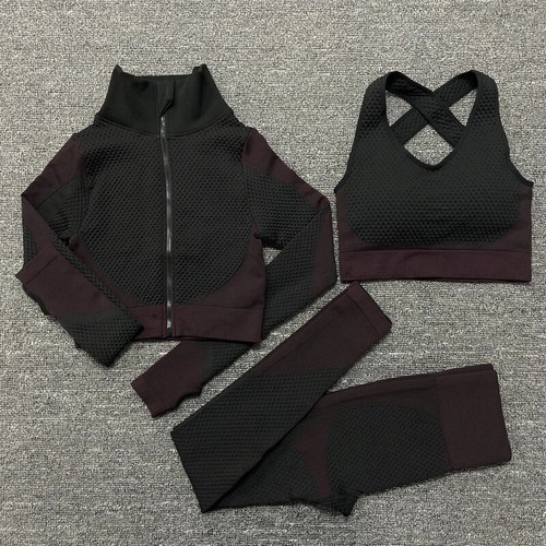 Seamless Yoga Sets Sport Gym Anzüge Wear Laufkleidung Fitnessanzug Langarm - Bild 31 von 35