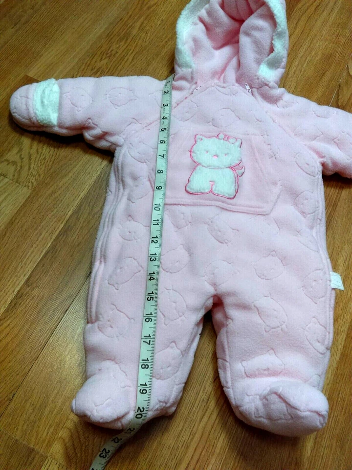 Macacão macacão miniwear gatinho recém-nascido rosa grosso bebê meninas inverno quente 0-3m - Imagem 4 de 4