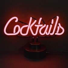 Cocktails Neon sign Sculpture table lamp Home Bar hand blown glass Martini light