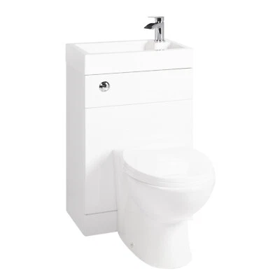 Bathroom Toilet Basin Duo 2 in 1 Toilet Sink Space Saving Modern Cloakroom Unit