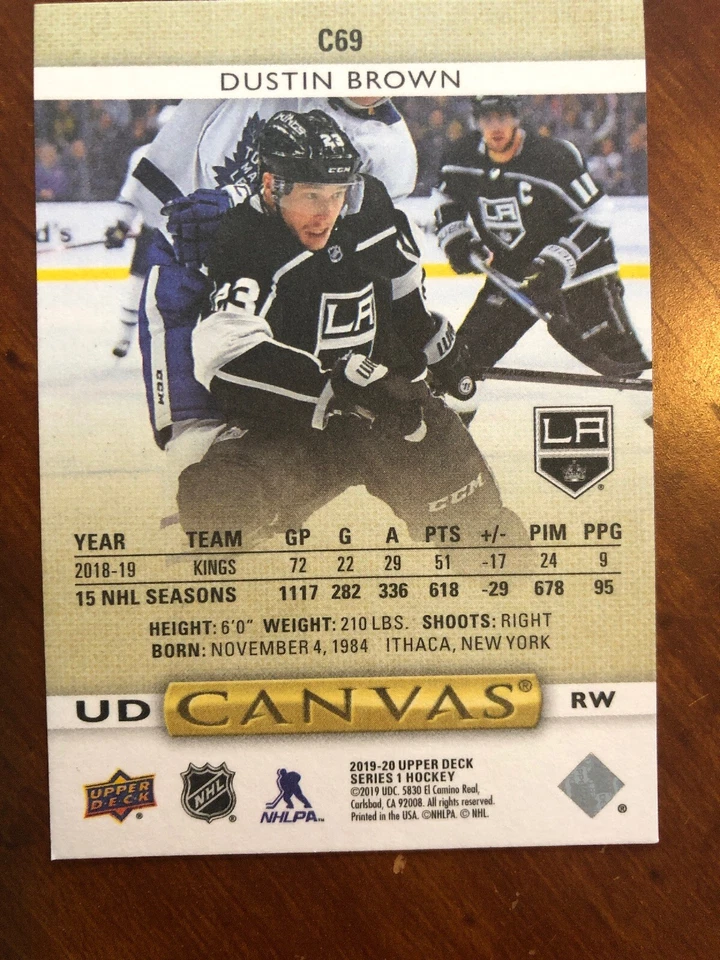 19-20 UD Series 1 Hockey Canvas C69 Dustin Brown - Image 2 of 2