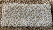 Vintage La Regale Beaded Ecru "Ivory" Color Evening Purse Clutch 10"