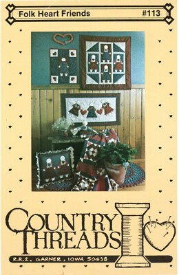 Folk Heart Friends Quilt Sewing Pattern Blocks,  Wall hangings, dolls and Mats