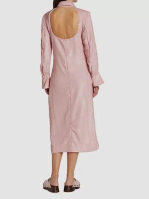 ganni pink silk dress GANNI Pink Silk Midi Dress GANNI