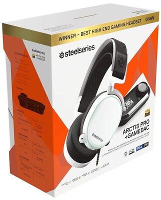SteelSeries Arctis Pro + GameDAC Wired Gaming Headset White for