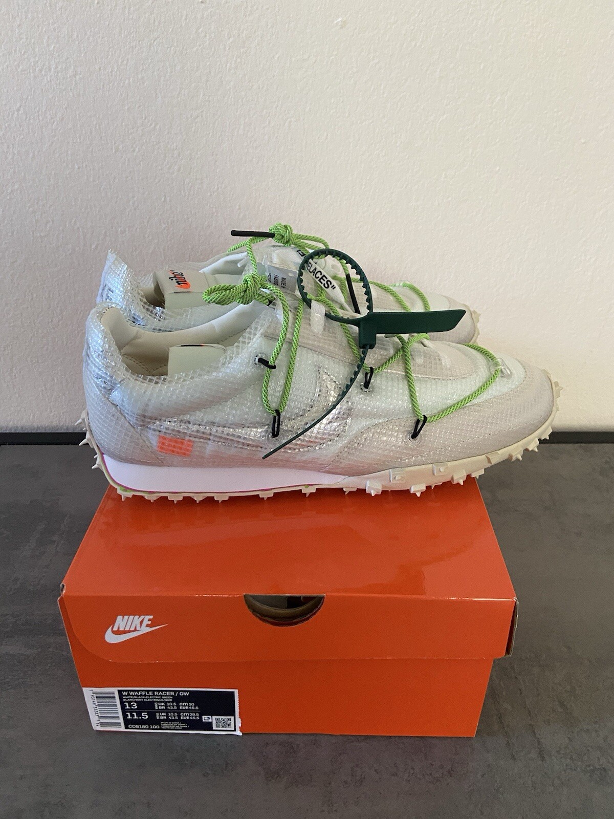 OFF WHITE X NIKE Nike Off White x Waffle Racer verde elettrico M11.5 W13