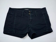 Authentic Express Women Stretch Mid Rise Cuffed Dress Twill Shorts Navy Blue 00