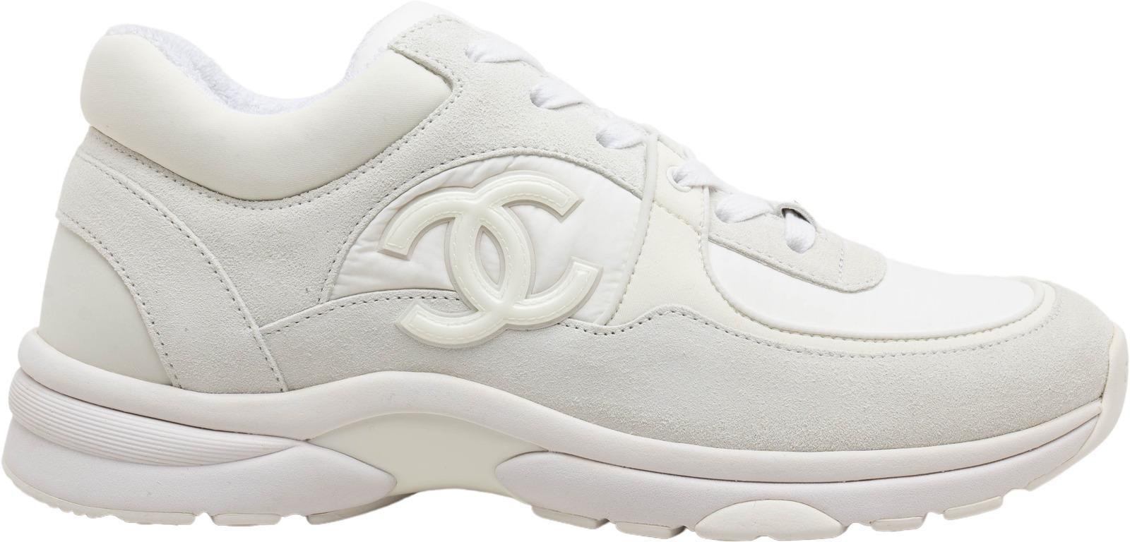 Size 9 - Chanel CC Logo Sneaker White W for sale online | eBay