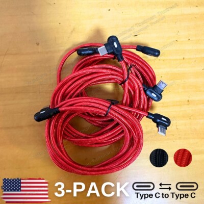 3Pcs 6Ft 90 Degree Right Angle Charger Cable For Samsung iPhone 15 Charging Cord