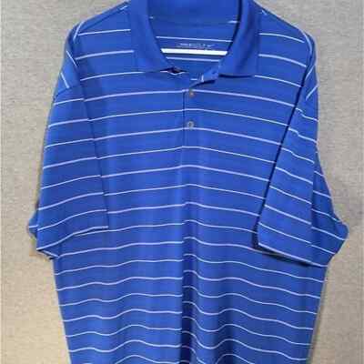 Men's Blue Striped Dri-Fit NIKEGOLF XL Short Sleeve Collared Shirt
