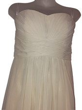 David’s Bridal Women’s Beige Ruched Chiffon Formal Strapless Dress Size 4 BG19