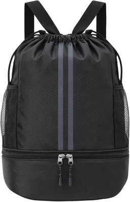 Drawstring Backpack Gym Bag, Waterproof String Backpack with Side Mesh Pockets,