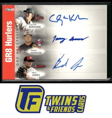 2008 TriStar Clayton Kershaw / Tommy Hanson / Brad James Autographs #/25