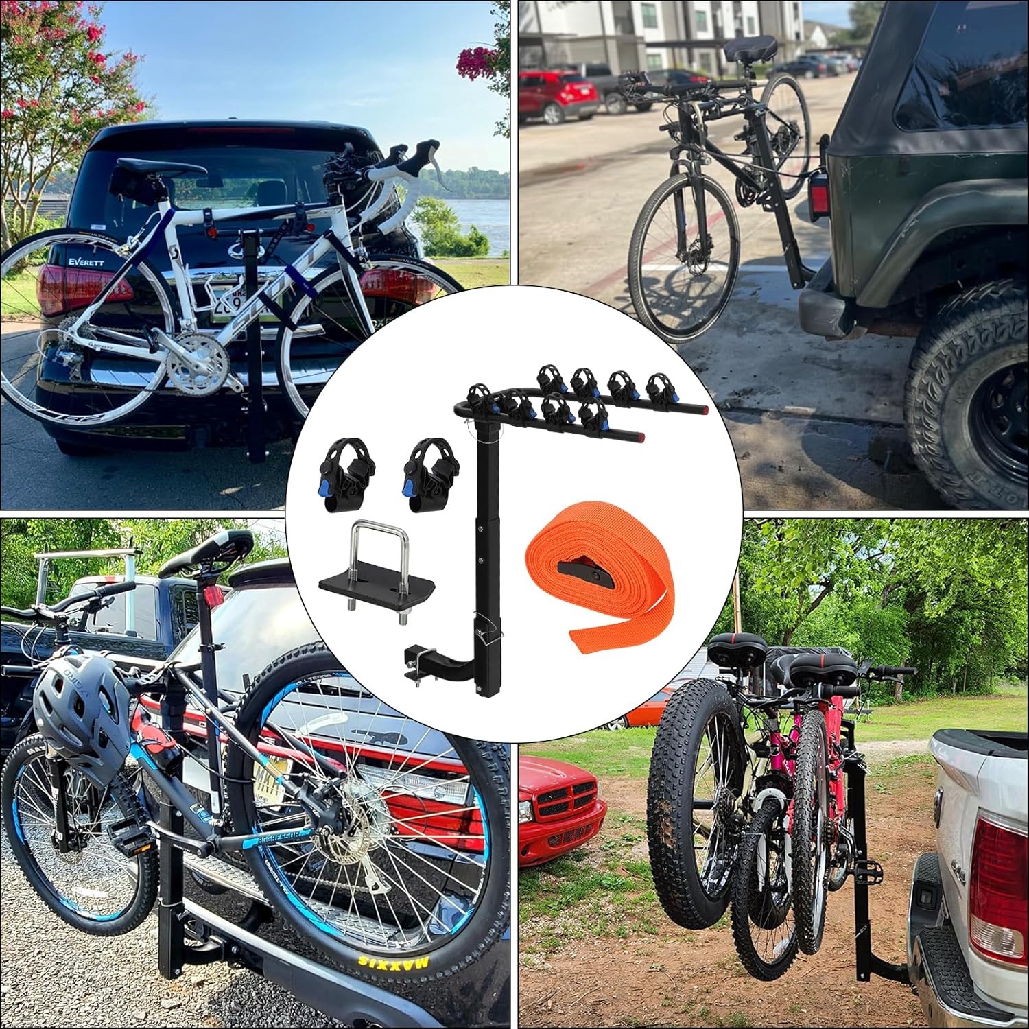 Hitch Mount Bike Rack 4 Bicycle 2 Inch Receiver Folding Carrier Black