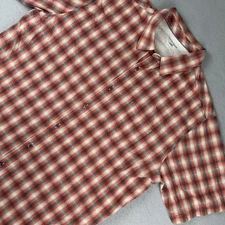 Horny Toad Shirt Mens 2XL Red Lapis Plaid Mickey Textured Gauze Coastal Button