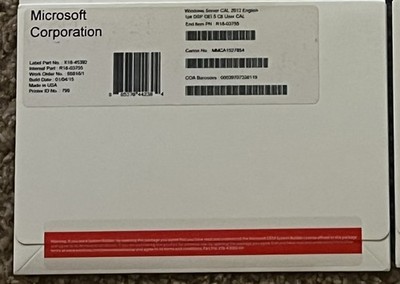 Microsoft Window Server Cal 2012 English 1pk DSP 5CLT User CAL - 1 Pack