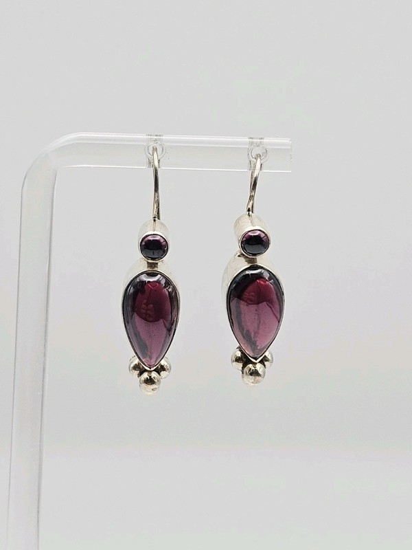 Sudha Sterling Silver Vintage Amethyst Dangle Earrings 1.35"