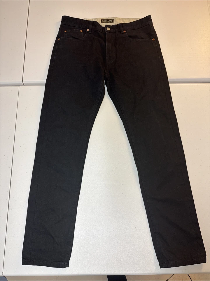 Jeans masculino Belstaff W32 L30 preto fino reto Longton denim algodão não elástico - Imagem 2 de 4
