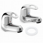 Izzi Basin Tap Pair Chrome | Durable Brass Construction | Hot & Cold Bathroom Si